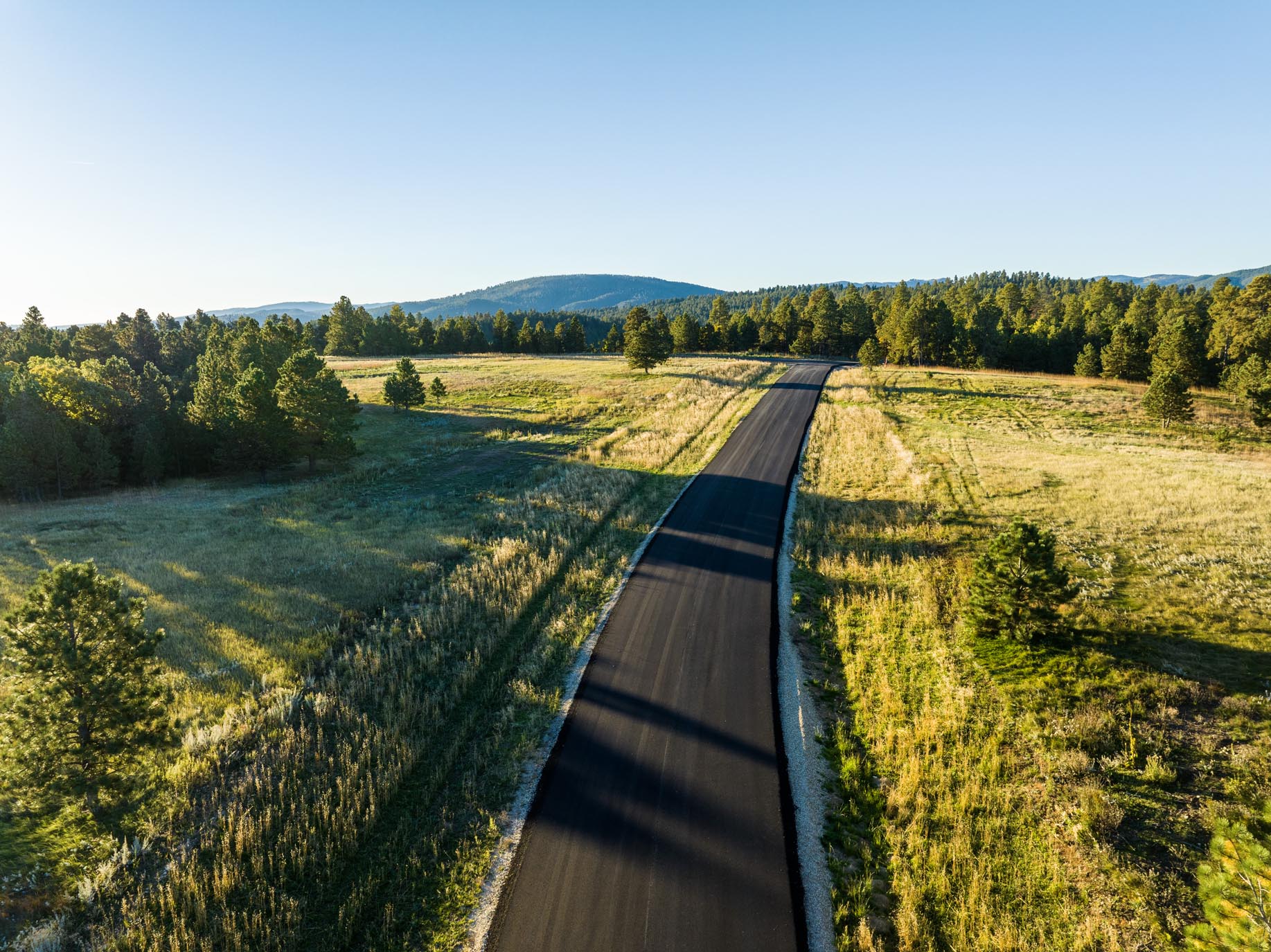 Freshly paved road through Spearfish Mountain Ranch.